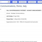 Conseiller en communication stratégique – Rome