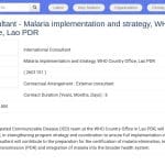 Consultant International – Élimination du Paludisme au Laos