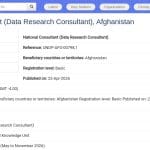 Consultant National en Recherche de Données – Afghanistan
