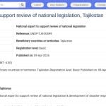 Expert national en révision législative et SOPs de catastrophe – Tadjikistan