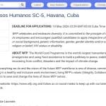 Assistant RH – Programme Alimentaire Mondial, Cuba