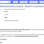 Analyste Commercial Marchés des Capitaux – Luxembourg