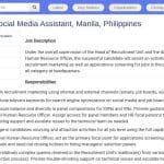 Assistant Recrutement et Réseaux Sociaux – Manille
