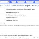 Consultant Junior en Communication – NCRC Pakistan