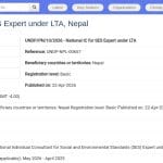 Expert SES National Consultant (Long Term Agreement) – Népal