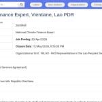 Expert national en finance climatique – Vientiane, Laos