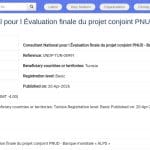 Consultant National pour l&rsquo;Évaluation Finale du Projet PNUD-Banque Mondiale