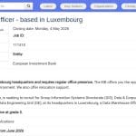 Data Warehouse Officer – EIB Luxembourg