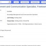 Spécialiste en gestion des connaissances et communication – Freetown