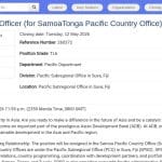 Senior Operations Officer – Pacifique Sud (Samoa/Tonga)