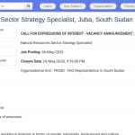 Spécialiste en Stratégie des Ressources Naturelles – Juba