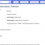 Coordinateur logistique FAO – Islamabad