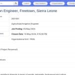 Ingénieur Agricole/Irrigation – Freetown, Sierra Leone