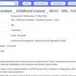 Consultant National – Cancer de l&rsquo;Enfant – OMS Sri Lanka