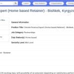 Expert en Finance Climatique – Consultant à distance (Kyrgyzstan)