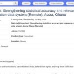 Consultant national en statistiques sanitaires (télétravail, Accra, Ghana)