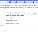 Consultant international – Révision de la loi sur la justice juvénile (PNG)