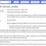 Conseiller militaire principal – OSESG-Yémen (Amman)