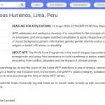 Assistant RH – Programme Alimentaire Mondial (Lima)