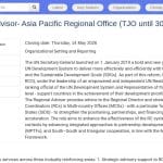 Conseiller régional senior – Asie-Pacifique (Bangkok)