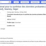 Consultant international en synthèse de données probantes (UNICEF Niger)