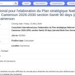 Consultant International – Plan Stratégique Santé Communautaire Cameroun 2026-2030