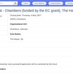 Visiting Professional – Chambers (EC Grant) – La Haye