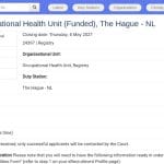 Stage financé – Unité de santé au travail, CPI – La Haye