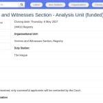 Stage – Analyse et Protection des Victimes et Témoins (CPI)
