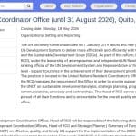 Chef du Bureau du Coordonnateur Résident – ONU Équateur