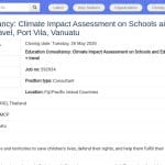 Consultant en évaluation de l&rsquo;impact climatique sur les écoles – Vanuatu