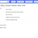 Assistant de Recherche – Océan Giants, New York