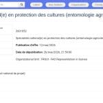 Spécialiste national en protection des cultures (entomologie agricole)