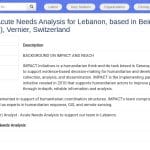 Analyste Sénior en Analyse des Besoins Aigus – Beyrouth