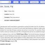 Chargé de Projet Y3CER – Plan International Fidji