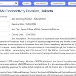 Senior Officer – ASEAN Connectivity Division, Jakarta