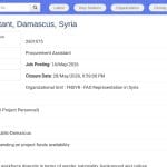 Assistant Achats – Damas, Syrie (9 mois renouvelable)