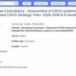 Consultant Évaluation CRVS & Plan Stratégique 2026-2030 – Lesotho