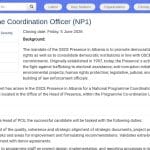 Coordinateur national de programme (NP1) – OSCE Albanie