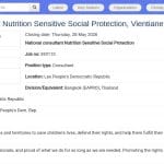 Consultant national en protection sociale sensible à la nutrition