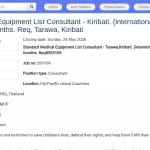 Consultant en liste d&rsquo;équipements médicaux standardisés – Kiribati