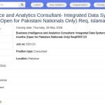 Consultant en Business Intelligence et Analytique – UNICEF Pakistan