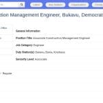 Ingénieur Associé en Gestion de Construction – Bukavu