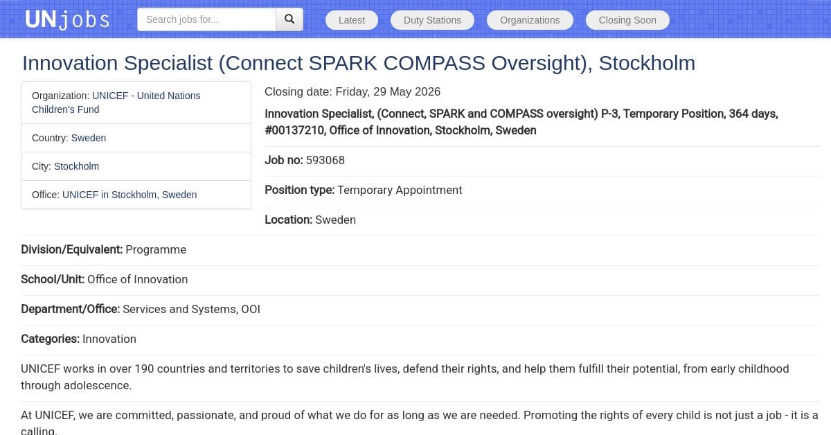 Spécialiste Innovation – Pilotage SPARK & COMPASS