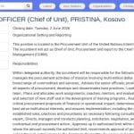 Responsable des Achats (Chef d&rsquo;Unité) – Pristina
