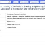 Consultant national – Formation de formateurs en ingénierie de formation