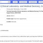 Spécialiste Technique – Laboratoire Clinique et Dispositifs Médicaux