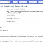 Consultant·e Senior·e – Programme GEOP, Accra, Ghana