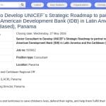 Consultant senior – Partenariat UNICEF avec Banque mondiale et BID en Amérique latine