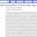 Senior Programme Management Officer – UNAMA Kaboul